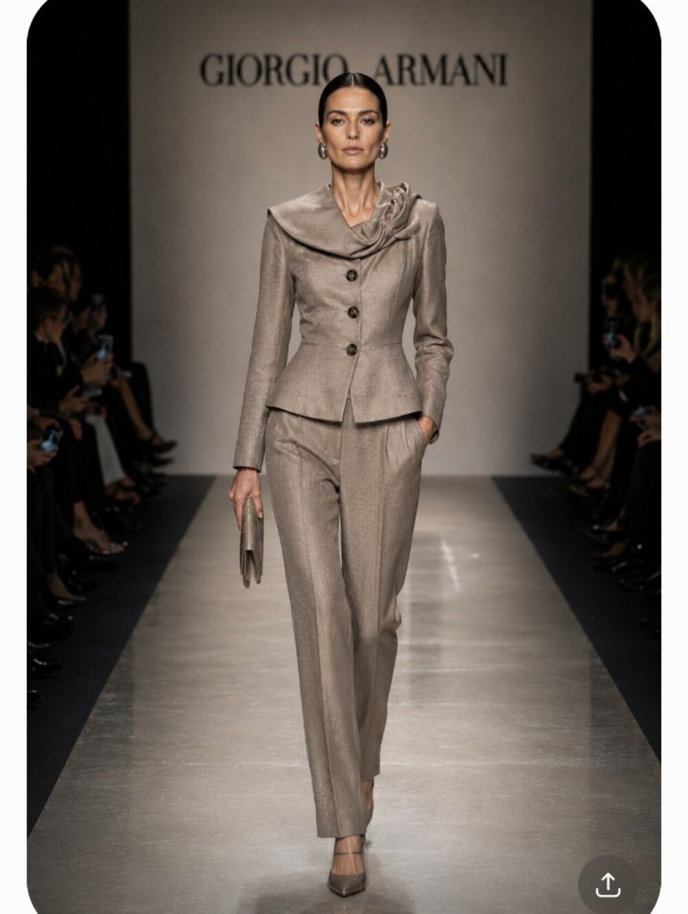 SALE! GIORGIO ARMANI 46 12 PEPLUM TAN SILK WAFFLE COUTURE RUNWAY PANTS SUIT - Picture 14 of 14